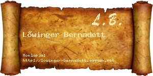 Lőwinger Bernadett névjegykártya